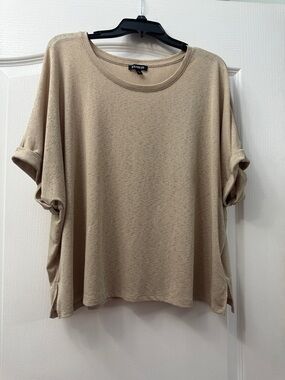 Express Relaxed Beige Crewneck Tunic